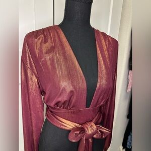 NWT WAYF Metallic Top, Copper, Size Medium